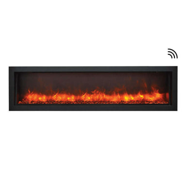 Amantii Panorama SLIM 60-Inch Built-in Indoor/Outdoor Smart Electric Fireplace (BI-60-SLIM) - Modern electric fireplace in white background.