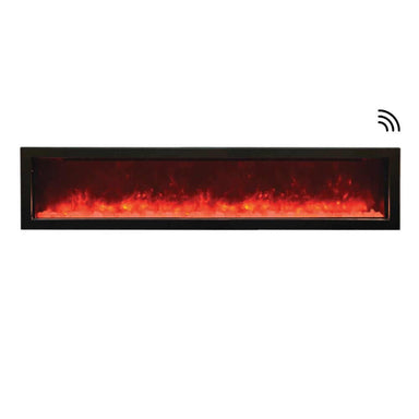 Amantii Panorama SLIM 72-Inch Built-in Indoor/Outdoor Smart Electric Fireplace (BI-72-SLIM) - Modern electric fireplace in white background.