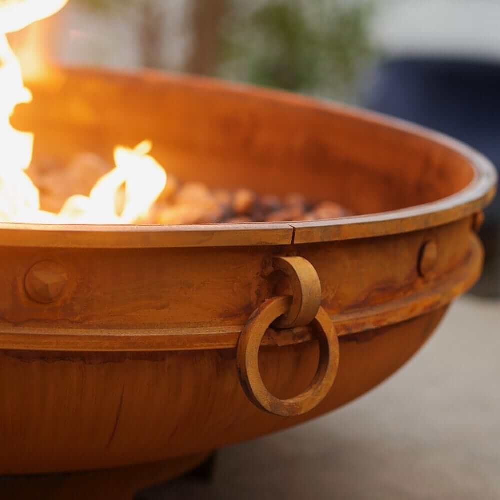 Fire Pit Art Emperor 37-Inch Handcrafted Carbon Steel Gas Fire Pit - side details