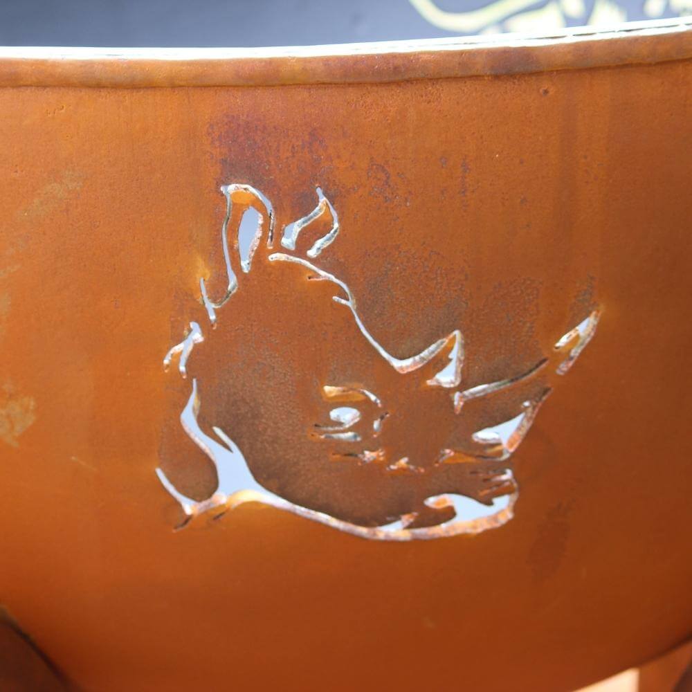 Fire Pit Art Africa's Big Five 41-Inch Unique Handcrafted Carbon Steel Gas Fire Pit