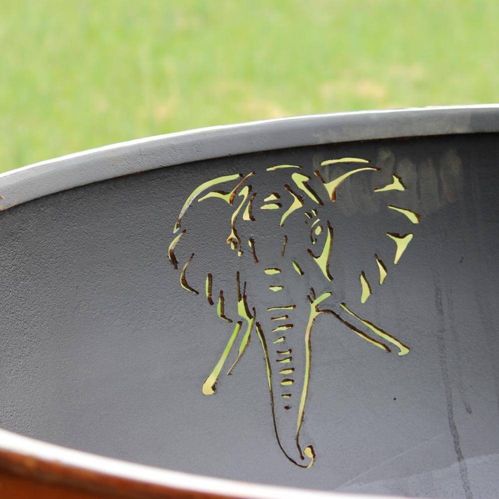 Fire Pit Art Africa's Big Five 41-Inch Unique Handcrafted Carbon Steel Gas Fire Pit