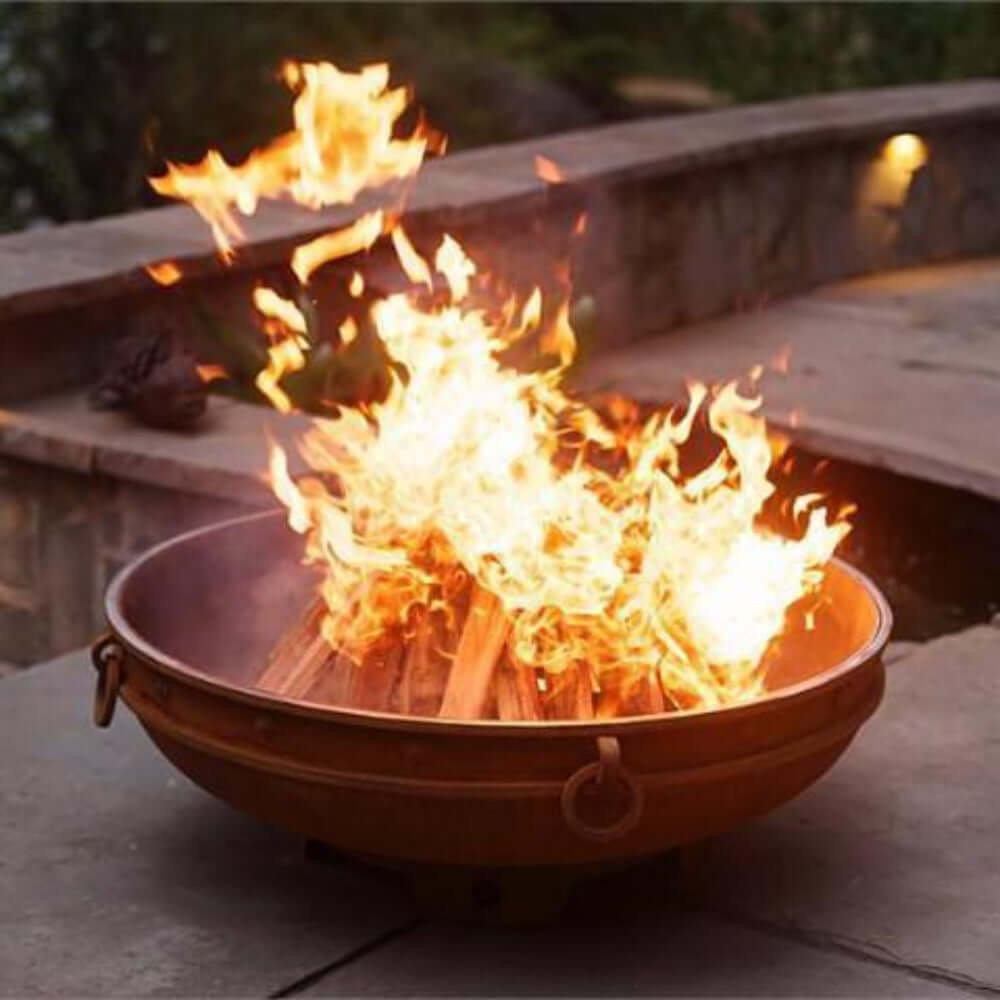 Fire Pit Art Emperor 37-Inch Handcrafted Carbon Steel Fire Pit (EMP) - closed up of the flame