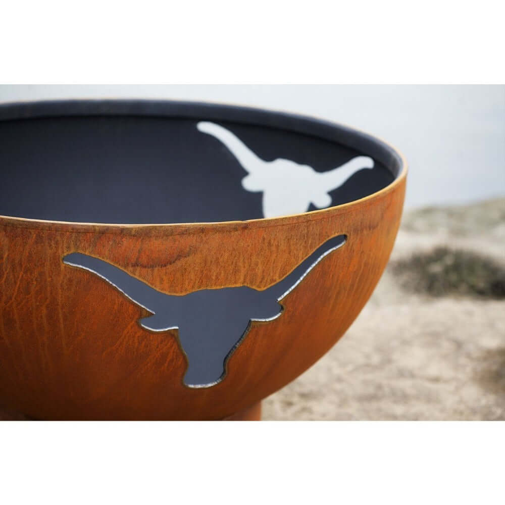 Fire Pit Art Longhorn 36-Inch Handcrafted Carbon Steel Gas Fire Pit - close up of the detail