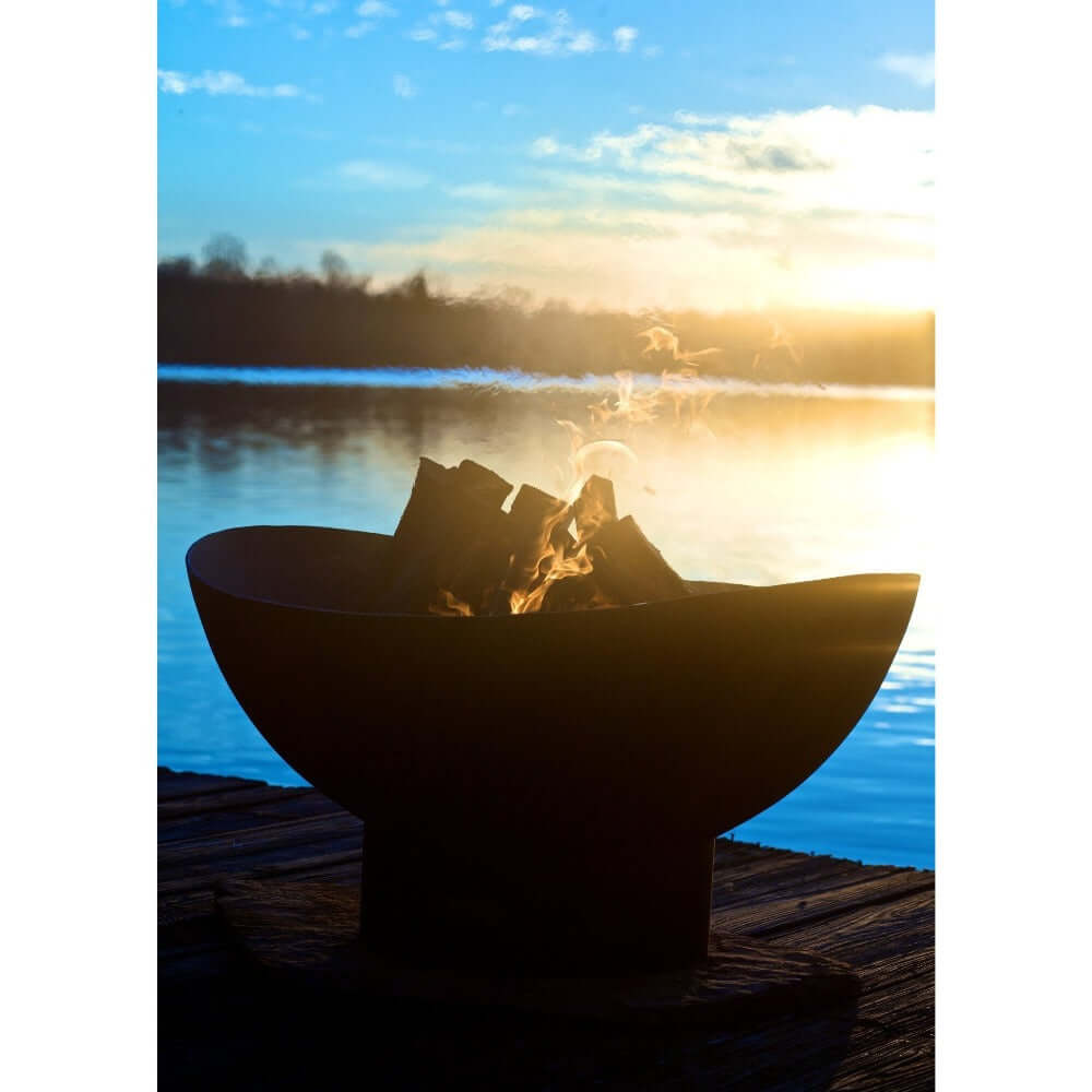 Fire Pit Art Scallop 36-Inch Handcrafted Carbon Steel Fire Pit (SC) - setup outdoors