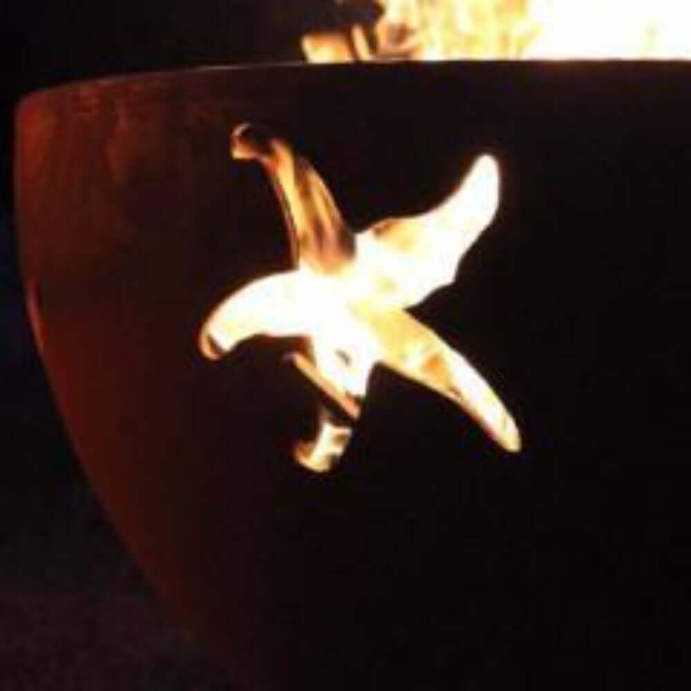 Fire Pit Art Sea Creatures 36-Inch Handcrafted Carbon Steel Fire Pit (SEA) - starfish carvings