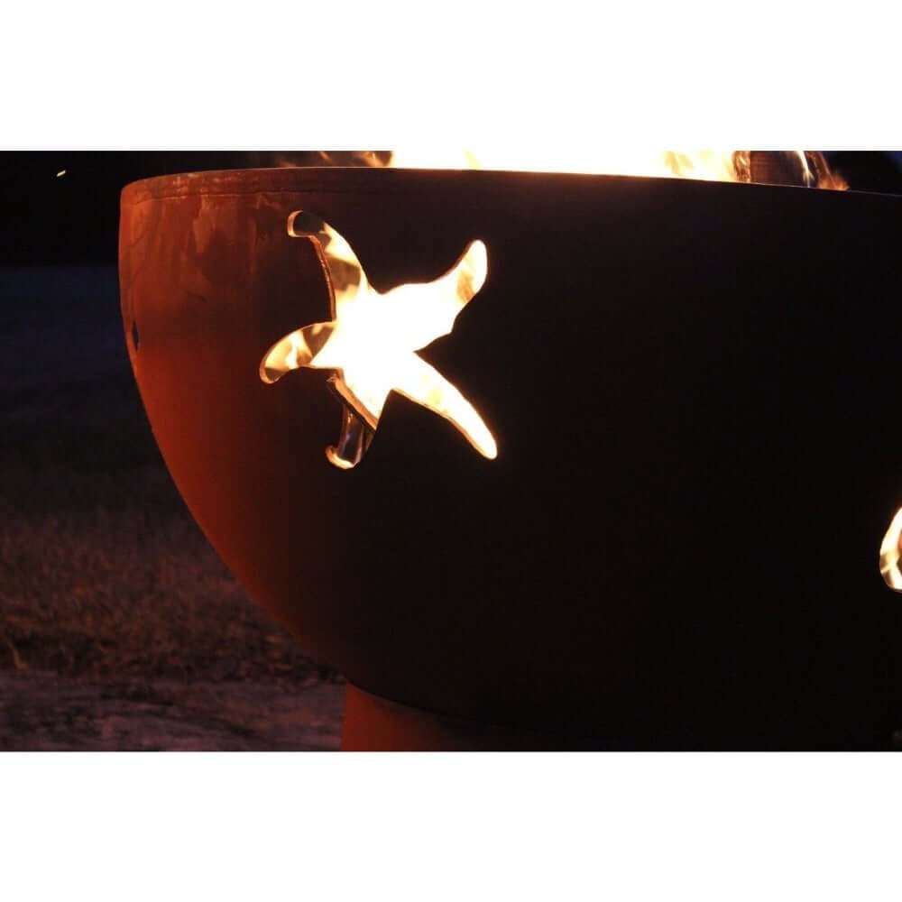 Fire Pit Art Sea Creatures 36-Inch Handcrafted Carbon Steel Gas Fire Pit - starfish design