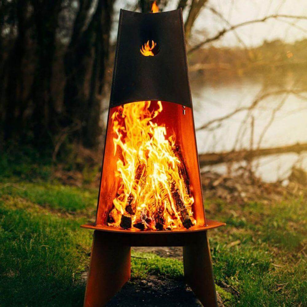 Fire Pit Art Vesuvius 21-Inch Handcrafted Carbon Steel Fire Pit (VES) - outdoors