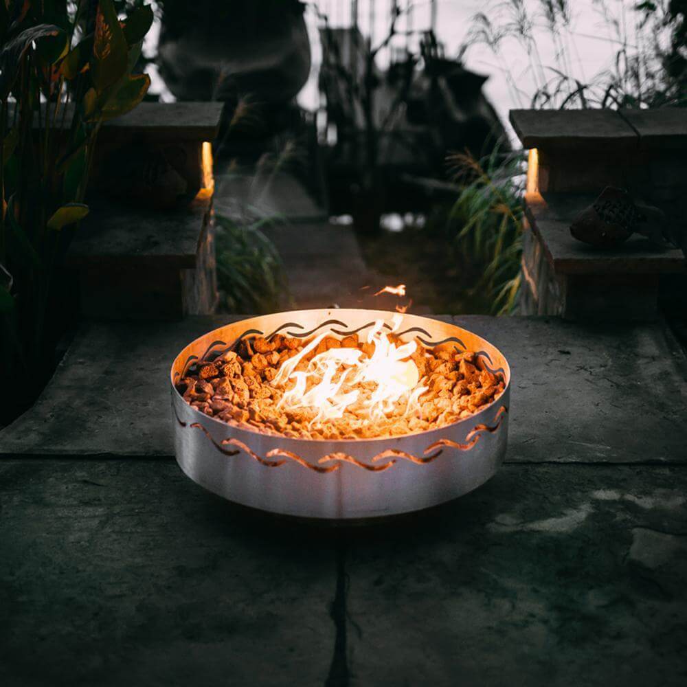 Fire Pit Art Fire Surfer 30-Inch Portable Handcrafted Stainless Steel Fire Pit - outdoors