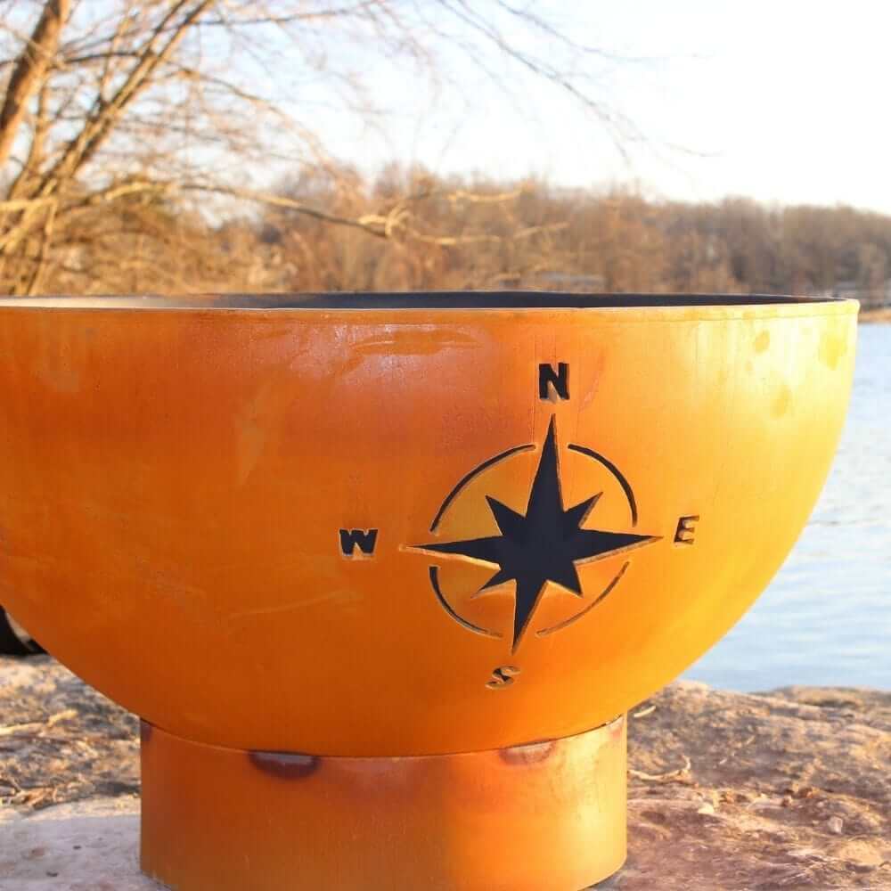 Fire Pit Art Navigator 36-Inch Handcrafted Carbon Steel Gas Fire Pit -close up image of the detail