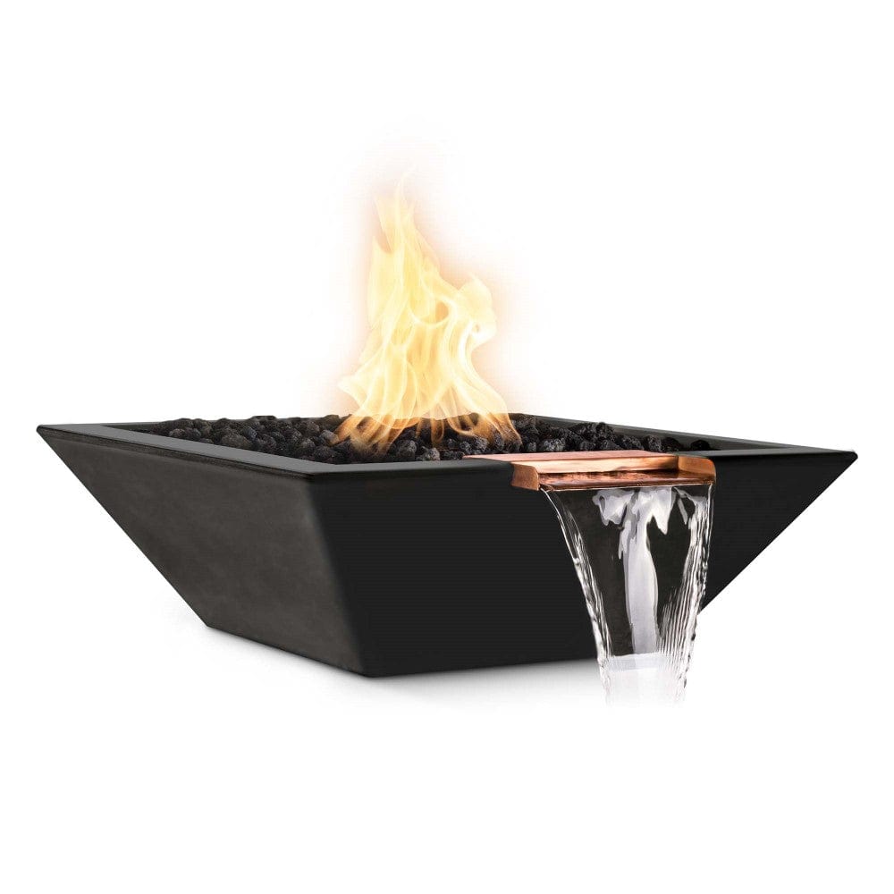 Outdoor Plus Maya 36-Inch Square Concrete Gas Fire and Water Bowl - Electronic (OPT-36SFWE)