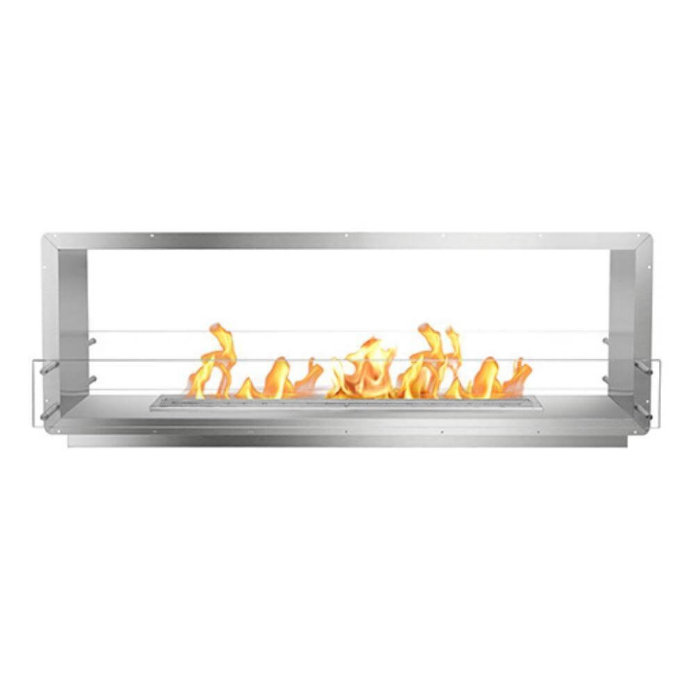 The Bio Flame 72-Inch Smart Firebox DS -See-Through Ethanol Fireplace - An ethanol fireplace on a white background