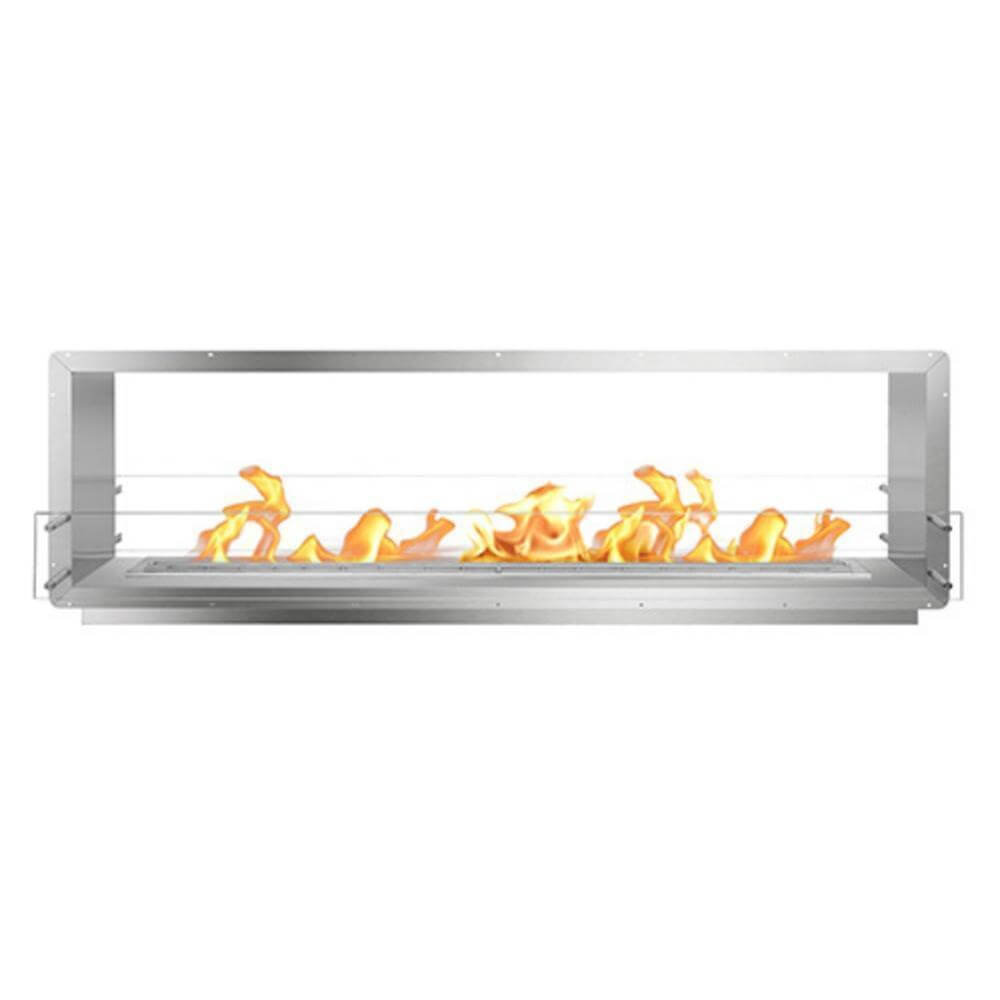 The Bio Flame 84-Inch Smart Firebox DS - See-Though Ethanol Fireplace - An ethanol fireplace on a white background