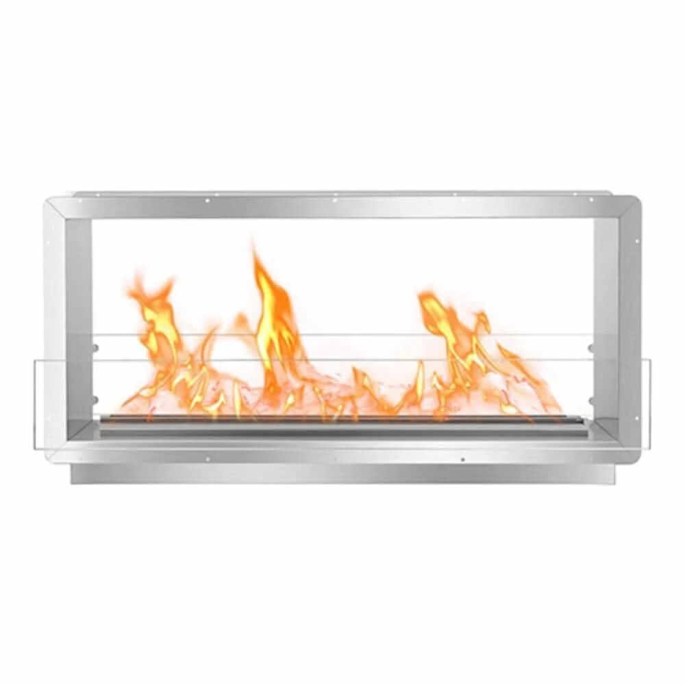 The Bio Flame XL Smart Firebox DS 53-Inch See-Thru Ethanol Fireplace - A see-through fireplace on a white background