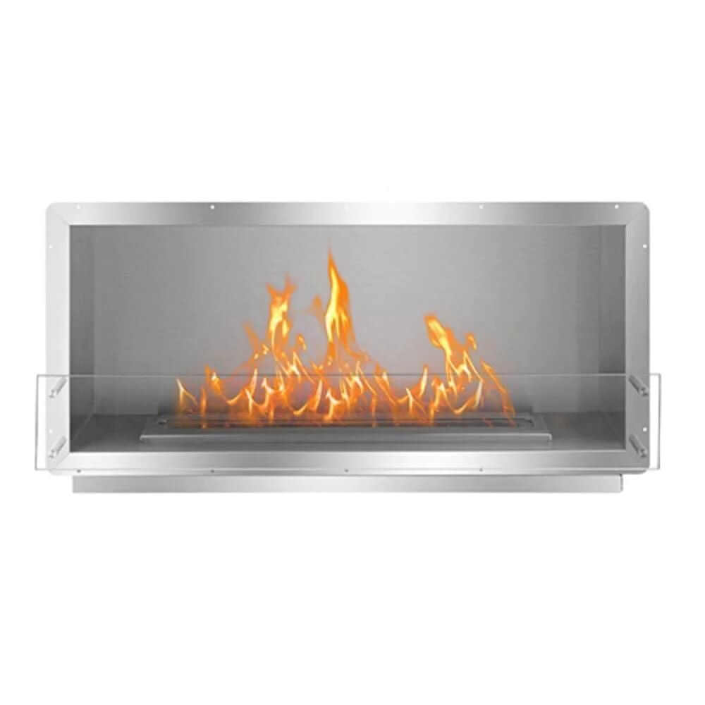 The Bio Flame XL Smart Firebox SS 53-Inch Built-in Ethanol Fireplace - An ethanol fireplace on a white background