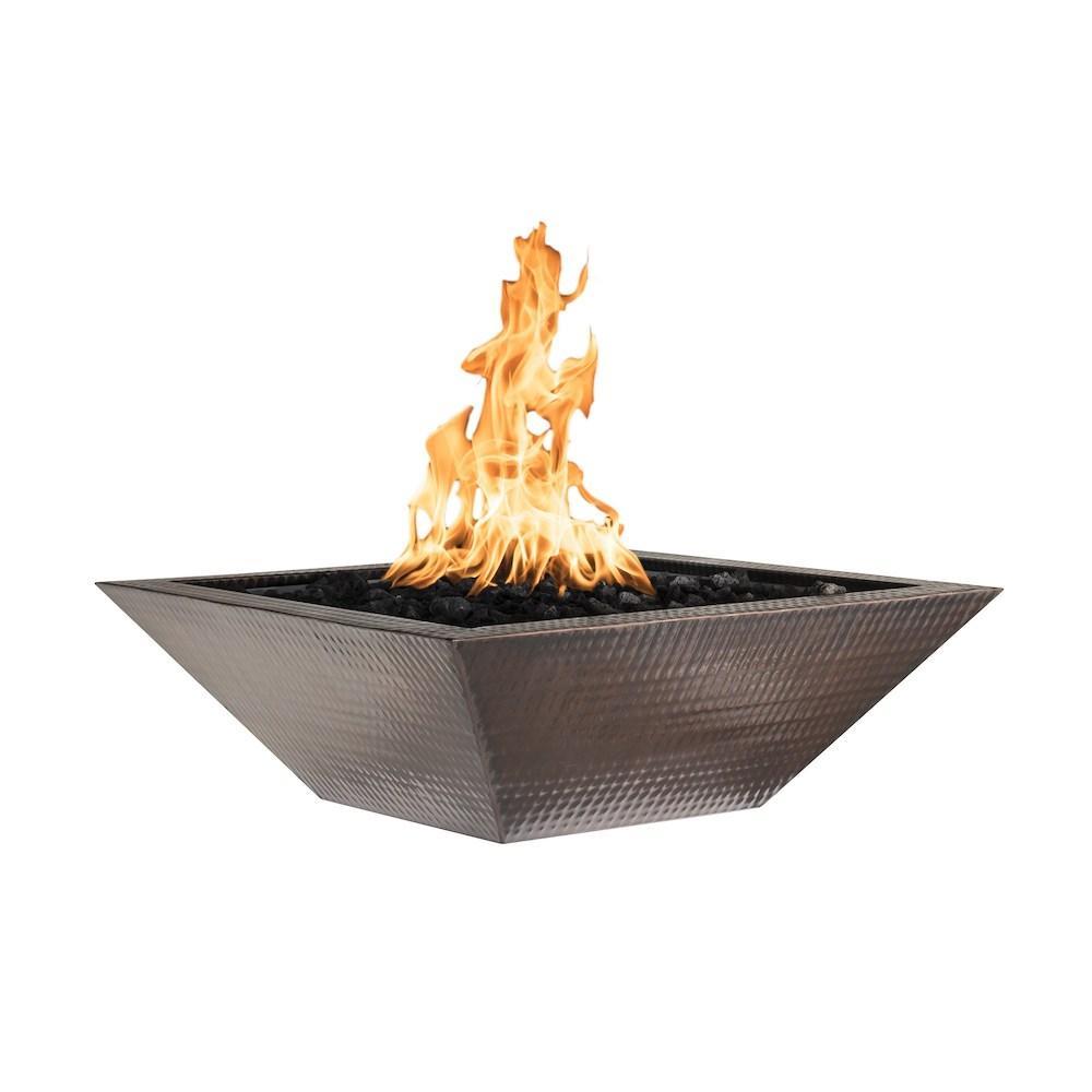 Outdoor Plus Maya 30-Inch Square Copper Gas Fire Bowl - Electronic (OPT-103-SQ30E)