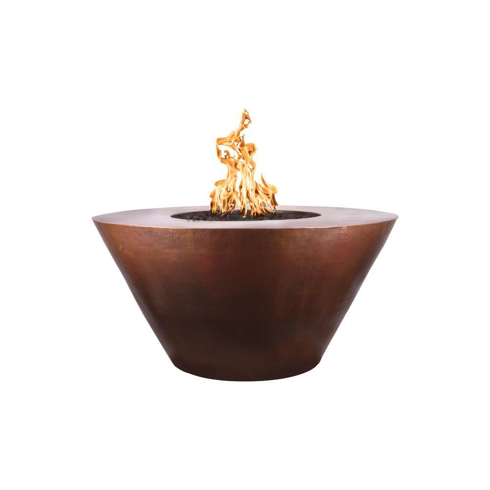 Outdoor Plus Martillo 48-Inch Round Hammered Copper Gas Fire Pit - Match Lit (OPT-48RM)