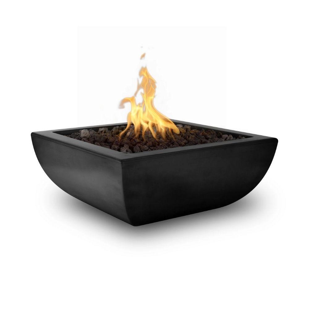 Outdoor Plus Avalon 36-Inch Square Concrete Gas Fire Bowl - Match Lit