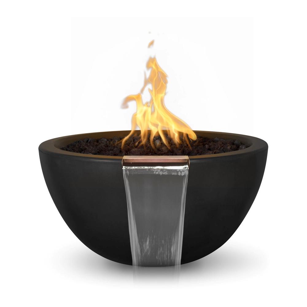 Outdoor Plus Luna Round Concrete Gas Fire and Water Bowl - Electronic