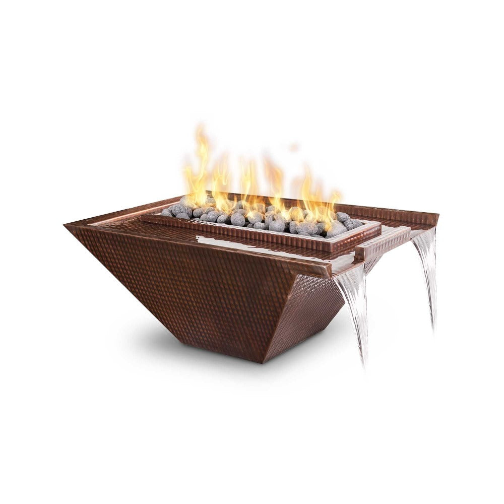Outdoor Plus Nile Rectangular Copper Gas Fire and Water Bowl - Electronic