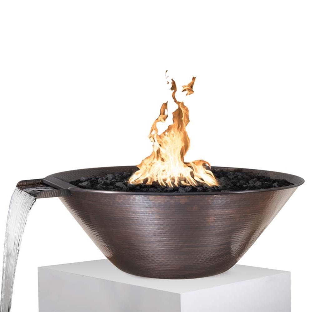 Outdoor Plus Remi 31-Inch Round Copper Gas Fire and Water Bowl - Match Lit