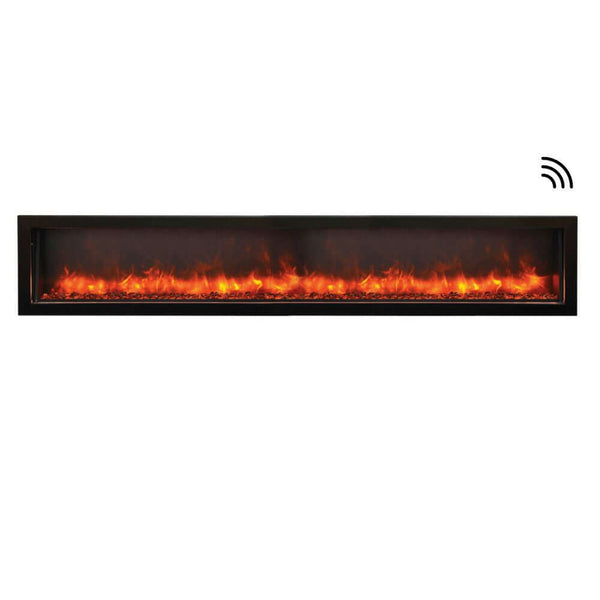 Amantii Panorama DEEP 88-Inch Built-in Smart Electric Fireplace - Modern electric fireplace in white background.