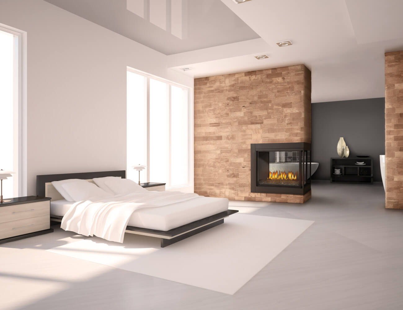 Napoleon Ascent™ Multi-View Series Direct Vent Fireplace - In a modern bedroom