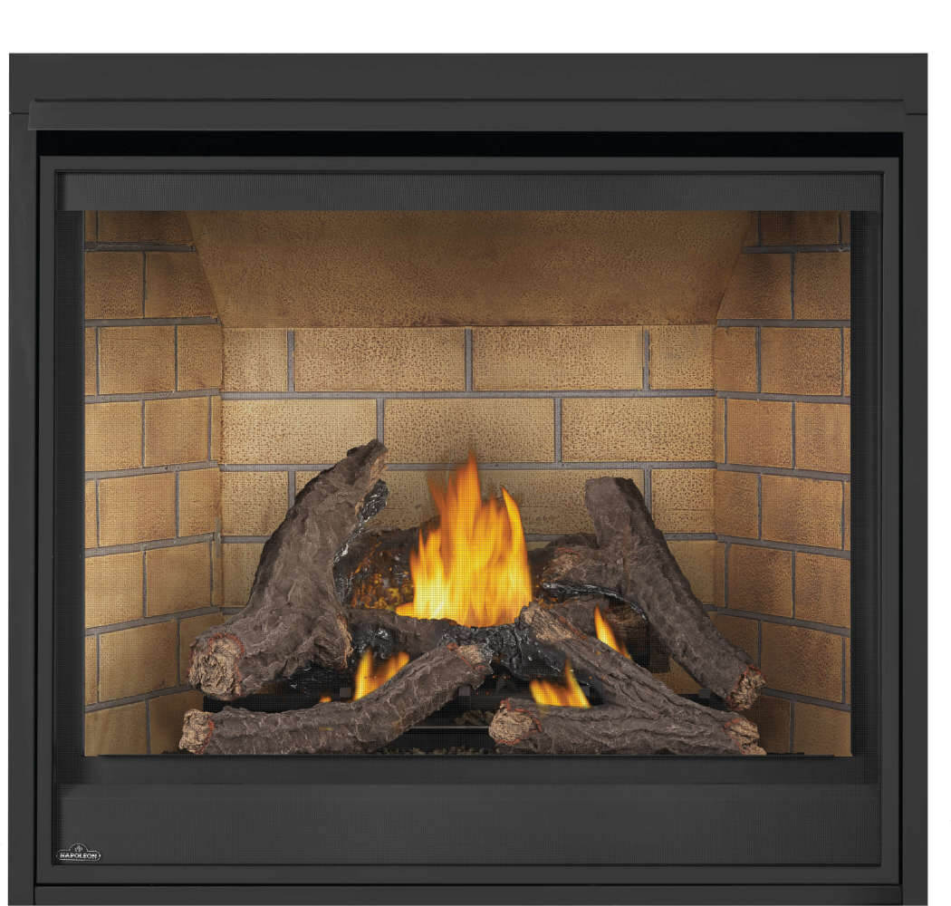 Napoleon Ascent Deep 42 Direct Vent Gas Fireplace - chrome brick