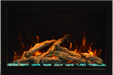 Amantii TRD Lumina Electric Fireplace - Electric fireplace with glowing logs and flames against a dark background