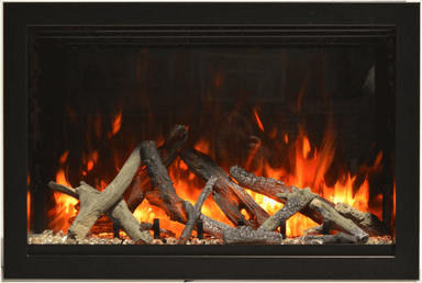 Amantii TRD Lumina Electric Fireplace - Fireplace with glowing logs and flames inside a black frame