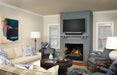 Napoleon Elevation™ Series Direct Vent Gas Fireplace - Living room with a fireplace, television, and decorative pillows.