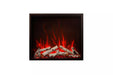 Amantii TRD-30-BESPOKE Electric Fireplace - Electric fireplace insert with glowing logs on a white background