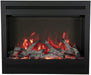 Amantii 31" ZECL 3228 STL Electric Fireplace - Electric fireplace insert with glowing logs and flames inside a black frame.