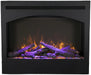Amantii 31" ZECL 3228 STL Electric Fireplace - Black fireplace insert with glowing logs and flames inside