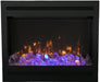 Amantii 31" ZECL 3228 STL Electric Fireplace - with flames and ice-like crystals inside a black frame.