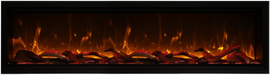 Amantii Symmetry XT Lumina Electric Fireplace - Electric fireplace insert with glowing logs and flames on a black background