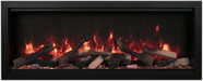 Amantii Symmetry XT Lumina Electric Fireplace - Electric fireplace with glowing logs and flames inside a black frame