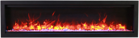 Amantii Symmetry Lumina Electric Fireplace - Electric fireplace with glowing logs and flames on a black background