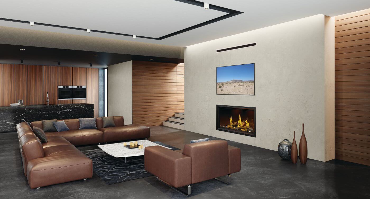Tall Linear Vector with Luminous Logs - on a lounge area