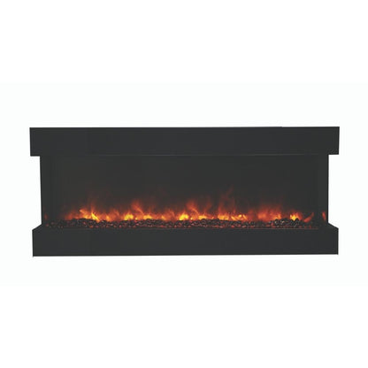 Amantii TRU-VIEW 60-Inch Indoor /Outdoor 3-Sided Smart Electric Fireplace (60-TRU-VIEW-XL) - Black electric fireplace in white background.