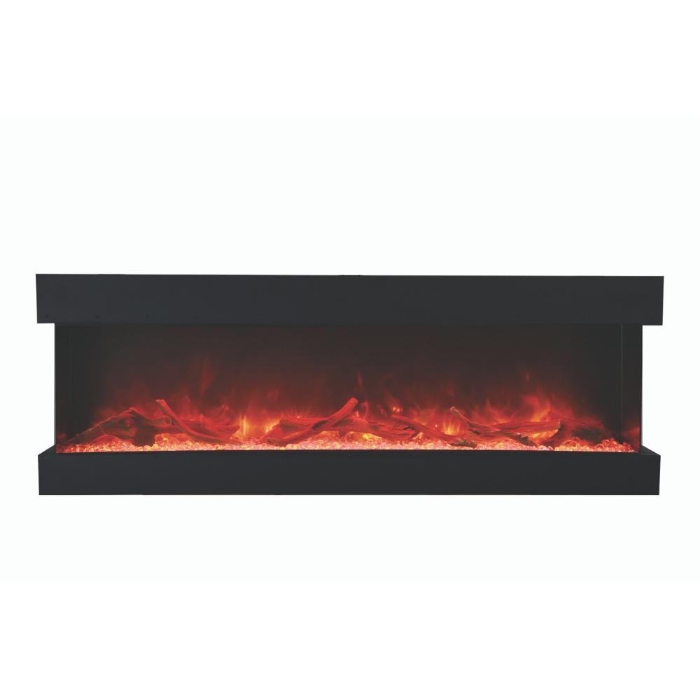 Amantii TRU-VIEW 72-Inch - A sleek modern fireplace in white background.