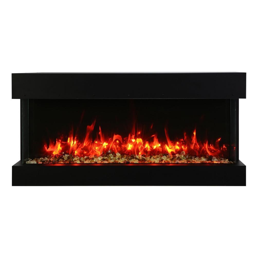 Amantii True View Slimline Smart Electric Fireplace - A black electric fireplace on a white background