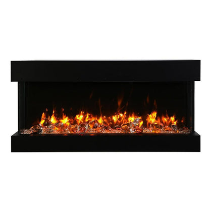 Amantii True View Slimline Smart Electric Fireplace - A black fireplace on a white background