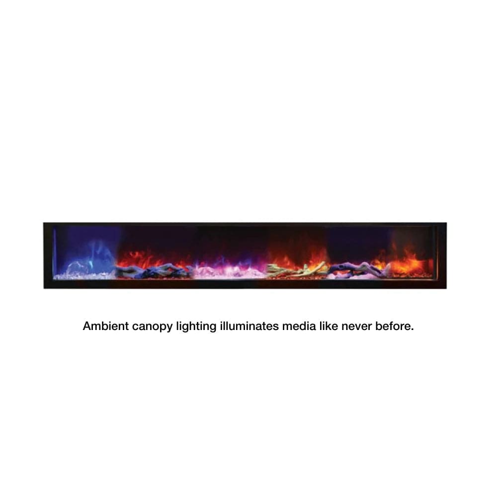 Amantii Panorama XT 60-Inch Indoor/Outdoor Smart Electric Fireplace (BI-60-DEEP-XT) - A cozy fireplace featuring a vibrant picture of a fire.