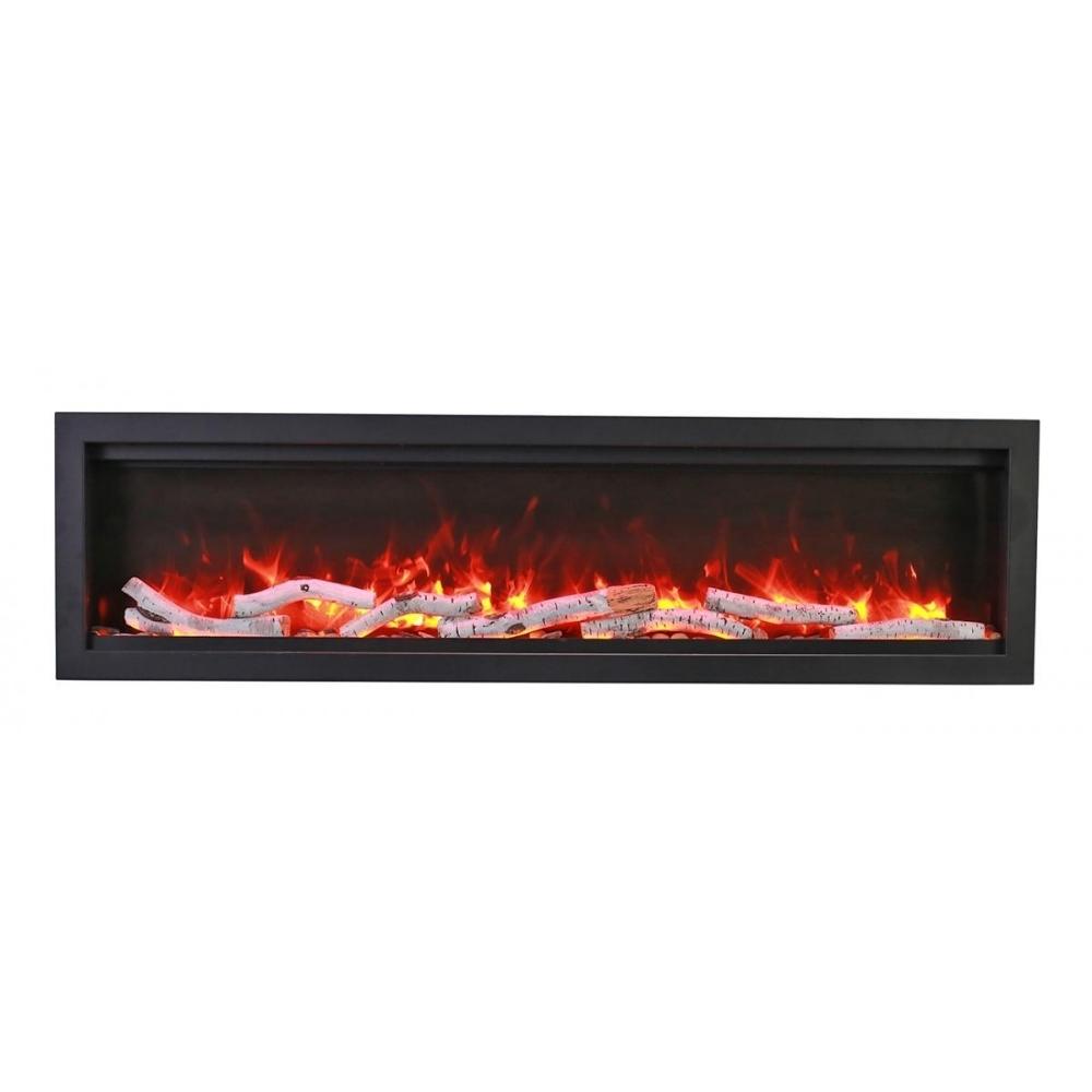 Amantii Symmetry Bespoke Electric Fireplace - A fireplace with bright red flames on a white background
