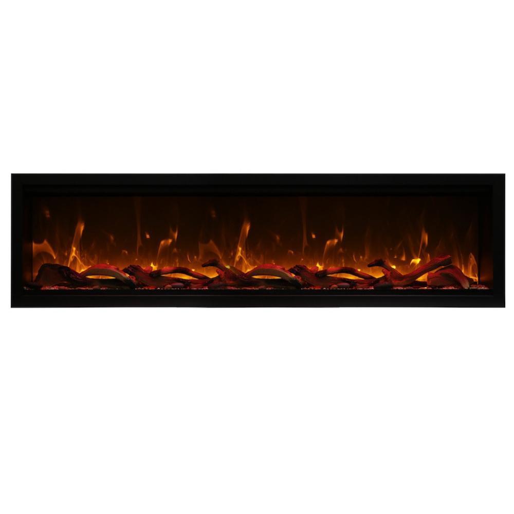 Amantii Symmetry XT Premium Electric Fireplace with Smart Control - A black fireplace on a white background