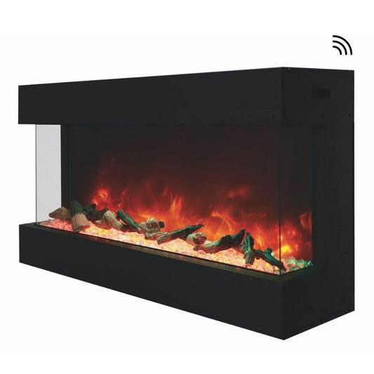 Amantii TRU-VIEW 40-Inch Indoor /Outdoor 3-Sided Smart Electric Fireplace (40-TRU-VIEW-XL) - A modern electric fireplace in white background.