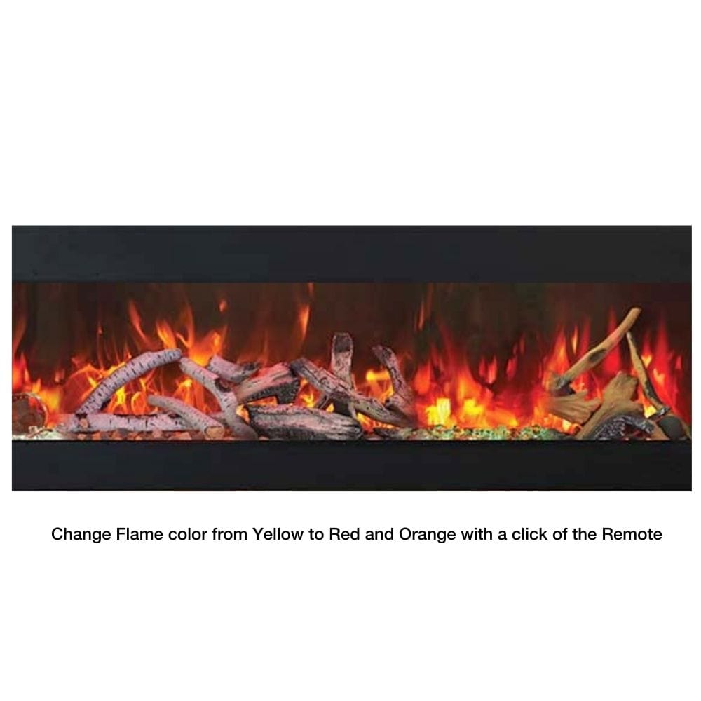 Amantii TRU-VIEW 50-Inch Indoor /Outdoor 3-Sided Smart Electric Fireplace (50-TRU-VIEW-XL) - Electric fireplace with a vibrant red flame.