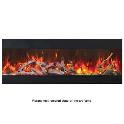 Amantii TRU-VIEW Cube LUMINA 20-Inch 3-Sided Smart Electric Fireplace (CUBE-2025WM-LUMINA) - Modern fireplace with burning logs.