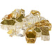 Athena 1/2" reflective fire glass in clear and gold colors for fireplaces and fire pits.