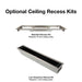 Optional ceiling recess kits for Bromic Platinum heater: standard and low clearance options.